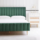 Queen Size Velvet Platform Bed EmeraldGreen Headboard