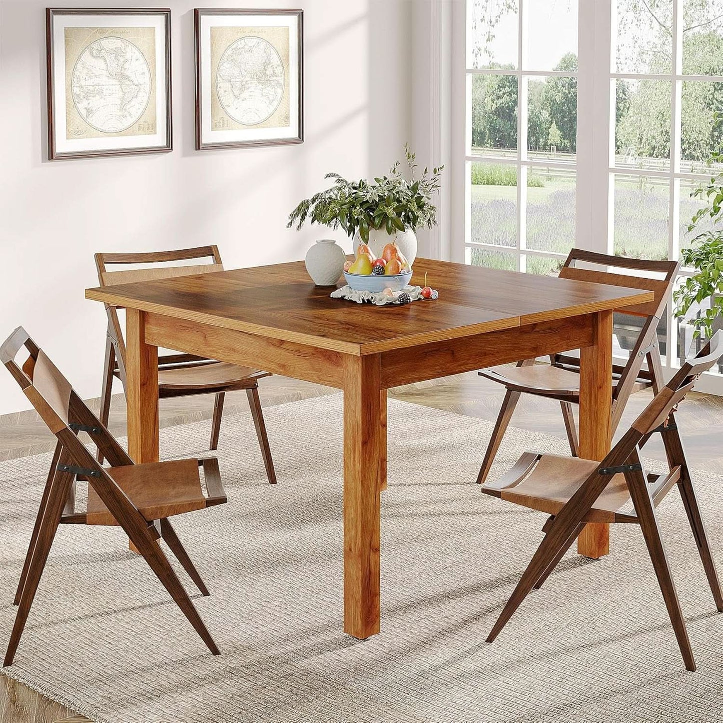 Tribesigns 39 Inch Wood Dining Table Rustic Brown Farmhouse