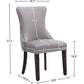 Set Of 2 Light Gray Velvet Tufted Wingback Dining Chairs Nailhead