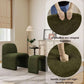 Green Chenille Upholstered Accent Chair With Ottoman