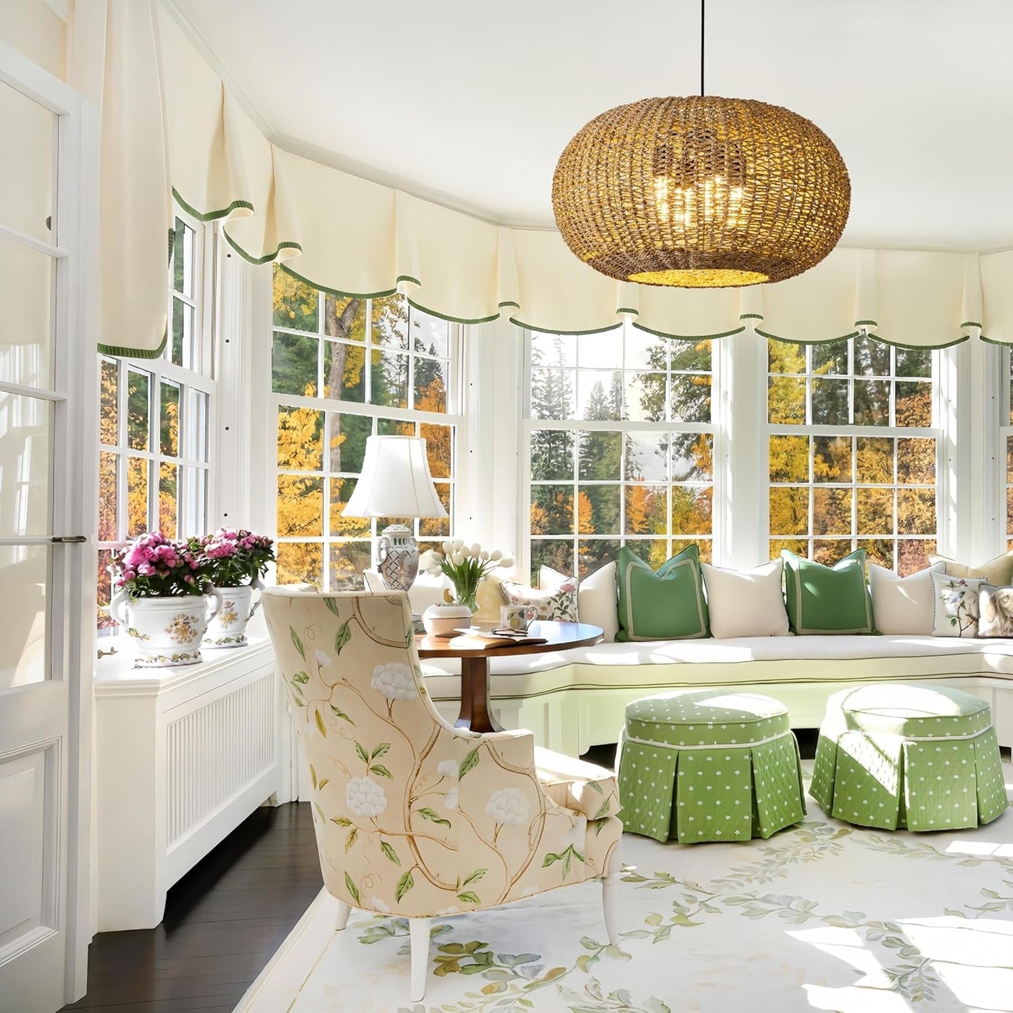 22In Rattan Chandelier Pendant Light Farmhouse Ceiling