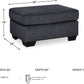 Dark Gray Modern Rectangular Chenille Upholstered Ottoman