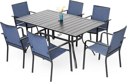 7 Piece Outdoor Dining Set with Stackable Chairs