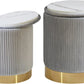 Round Storage Ottoman TwoPack Gray Velvet Upholstered