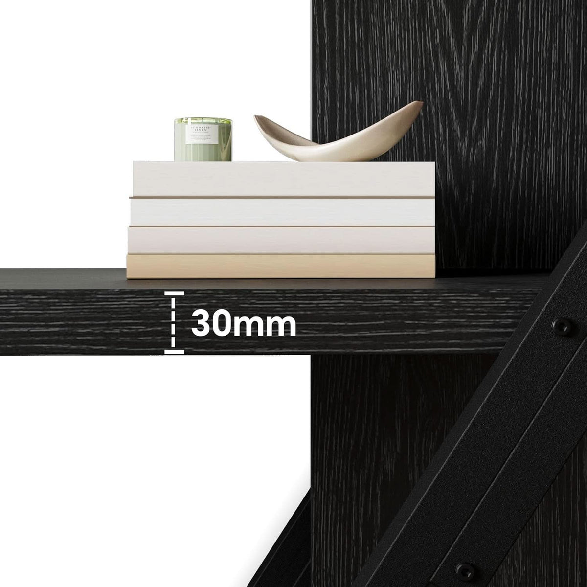 Industrial Book shelf Five Tier Solid Oak Wood Metal