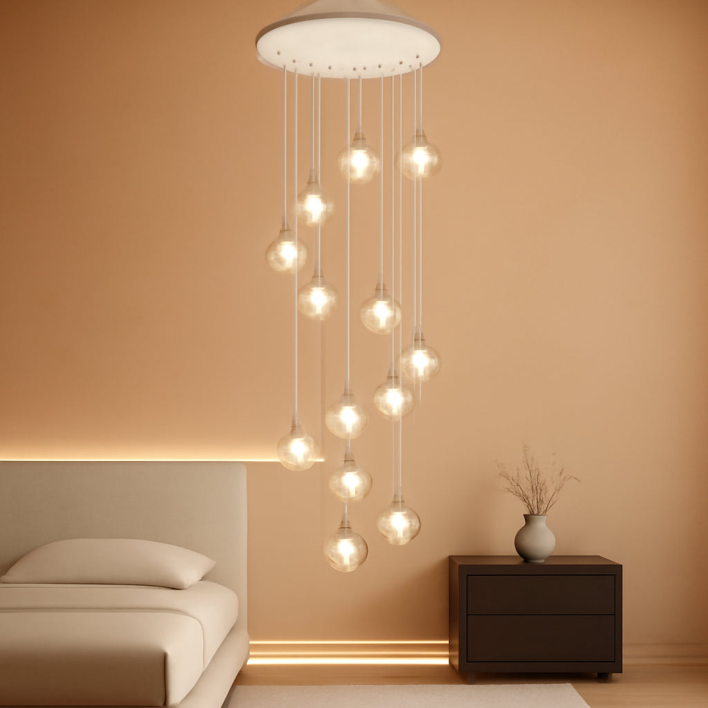 14-Light Gold Chandelier For High Ceiling Hallways