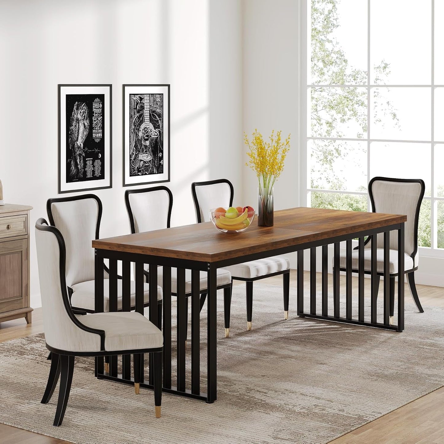 Tribesigns Industrial Dining Table 78 Inches Wooden