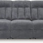 Gray Velvet Upholstery Dual-Sided USB-Charging Reclining Sofa