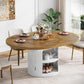 Extendable Round Dining Table FortyThree Inch Storage Cabinet