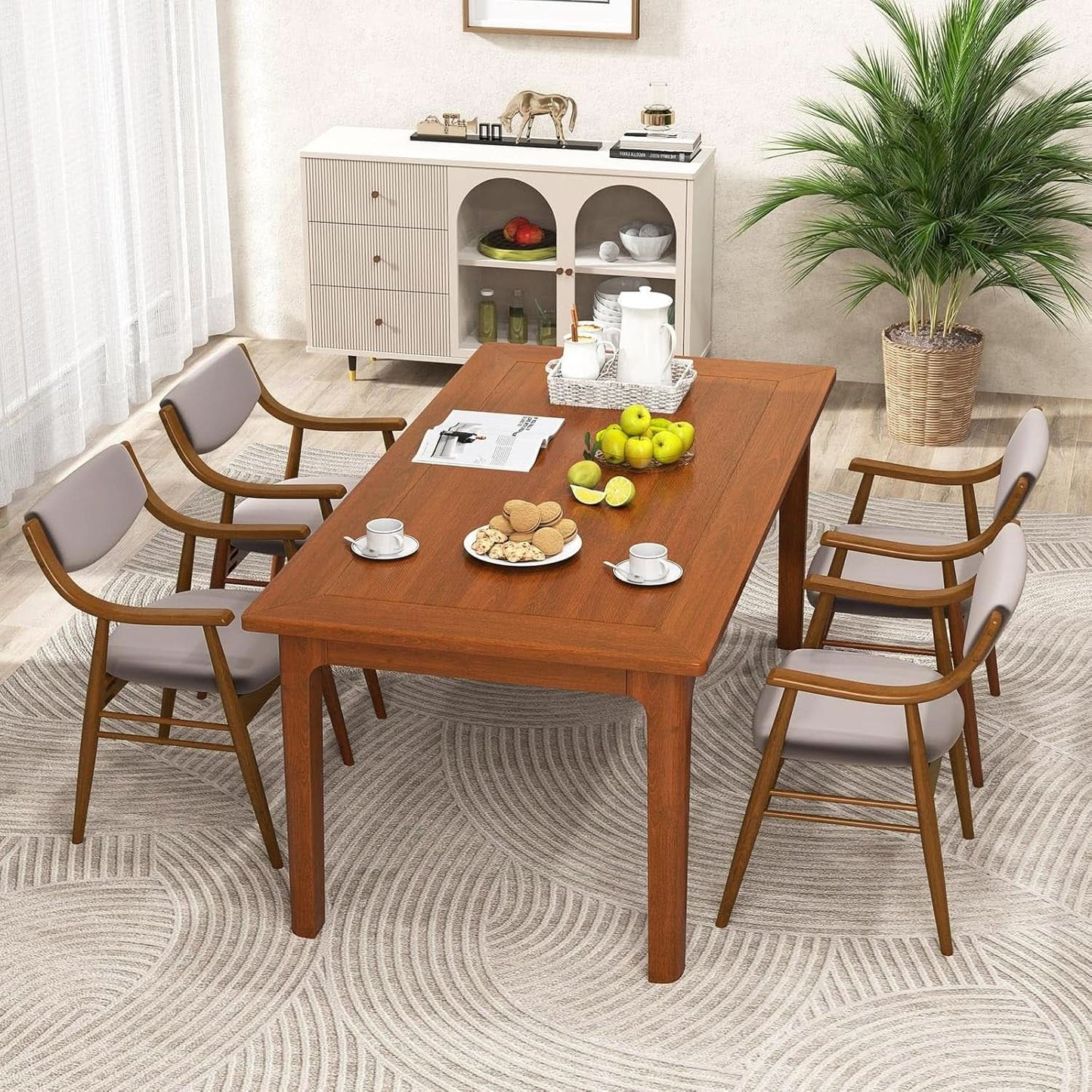 Wooden Velvet Upholstered Dining Chairs Rubberwood