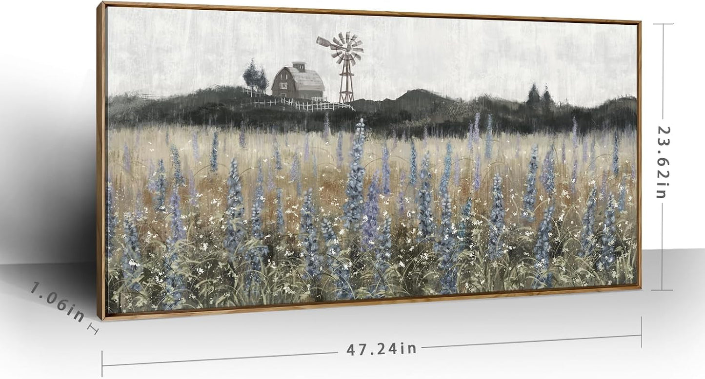 Cerulean Purple Meadow Canvas Wall Art 48x24Inches