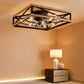 20 Inch Industrial Caged Flushmount Ceiling Fan Remote