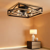 20 Inch Industrial Caged Flushmount Ceiling Fan Remote