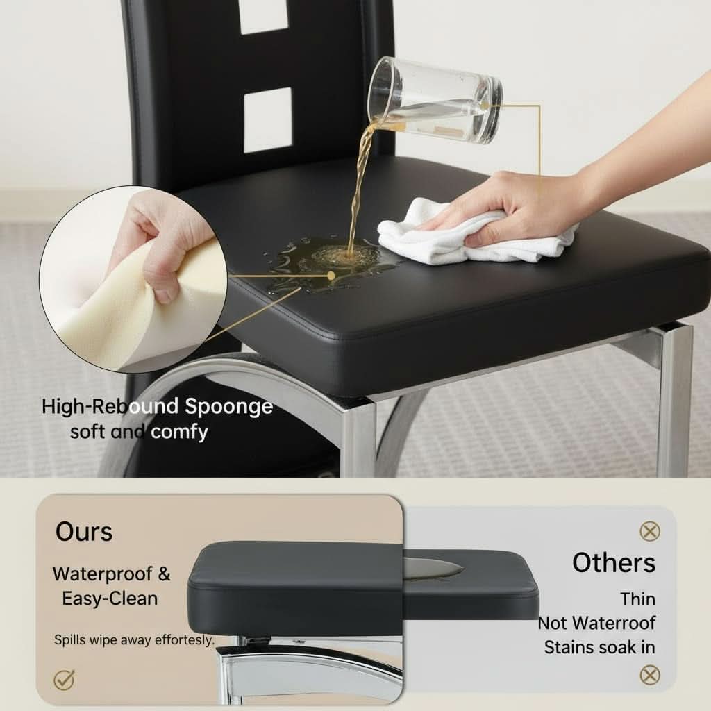 Ergonomic Black Upholstered Dining Chairs With Legs