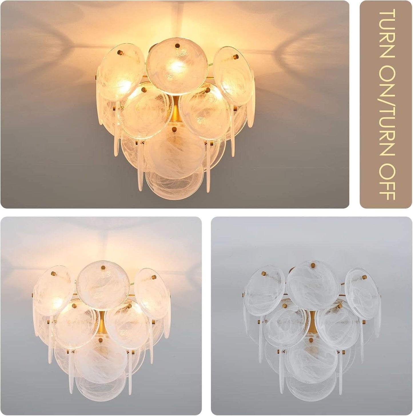Gold 4 Light Crystal Glass Flush Mount Ceiling Light
