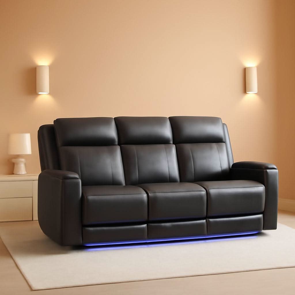 Power Reclining Sofa With Adjustable Headrest Lighting