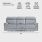 Power Double Reclining Sofa Gray Microfiber Cushioned