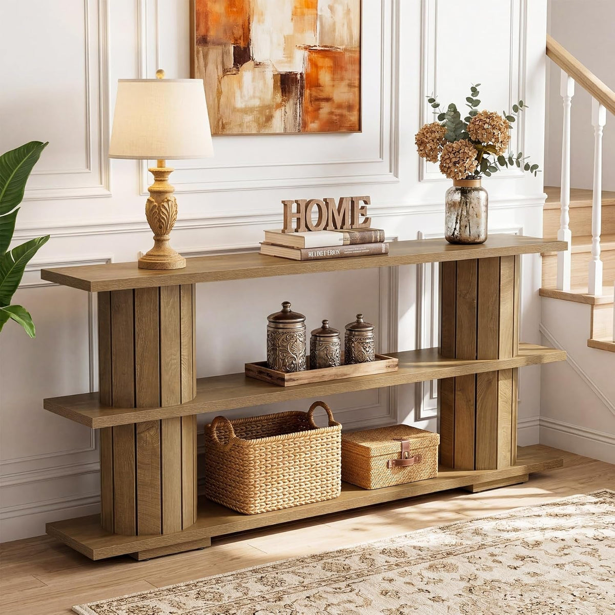 62.9 Inch Multifunctional Entryway Console Table Storage