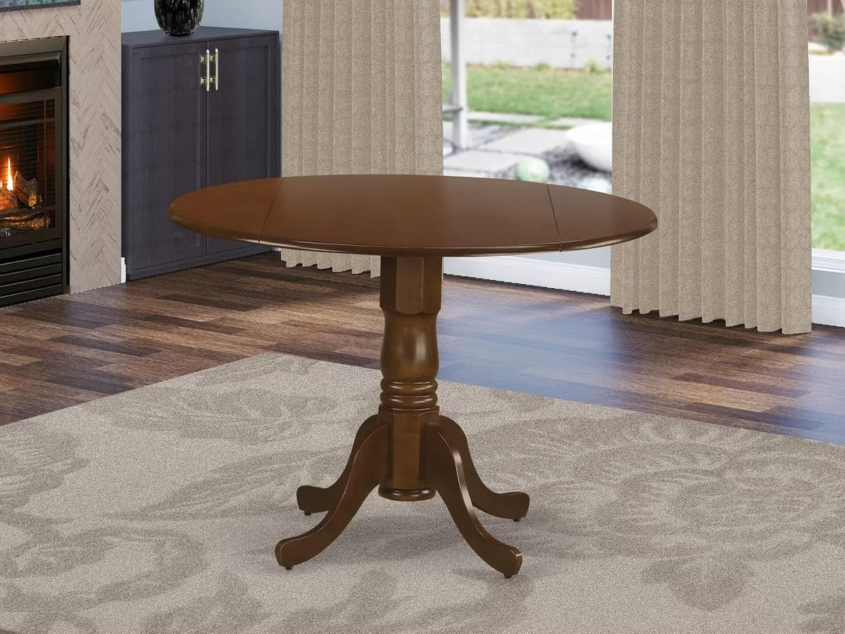 Contemporary Espresso Pedestal Round Dining Table 42X42