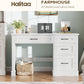 Cream White Farmhouse Executive Desk Featuring Drawers