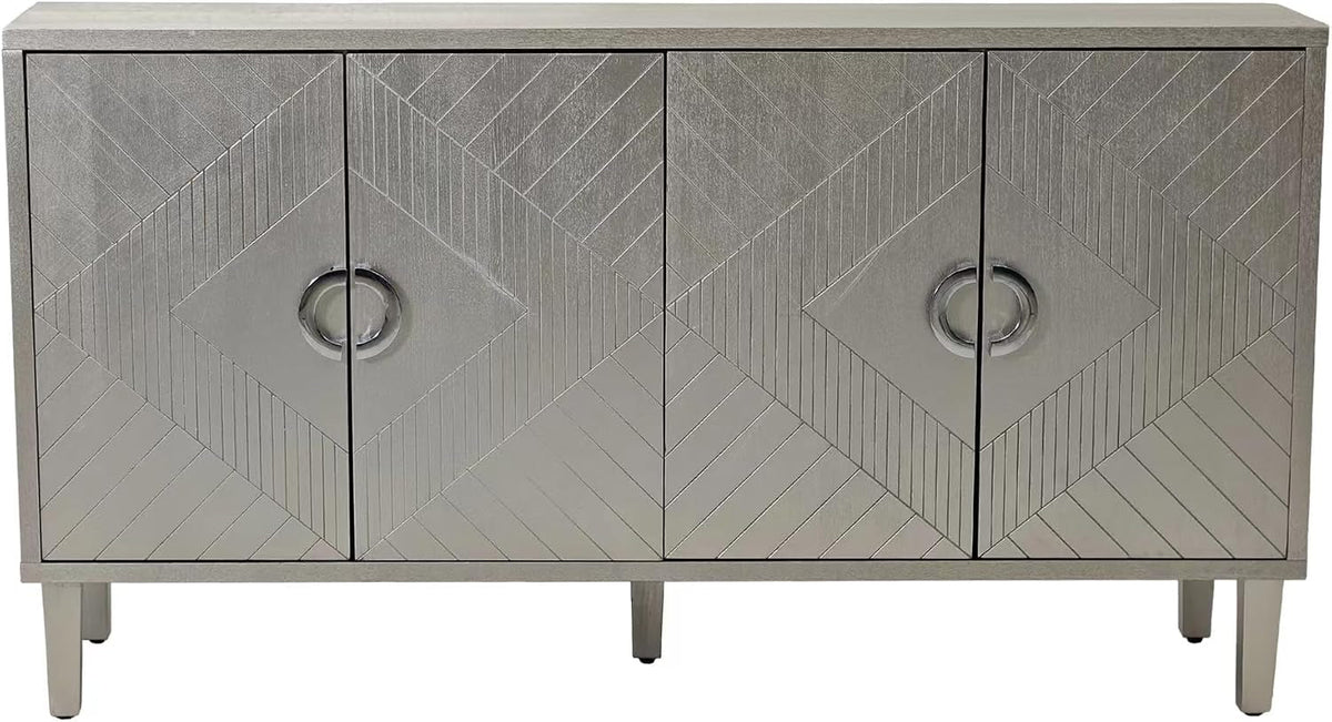 Contemporary 60 Inch Silver Sideboard Buffet Cabinet