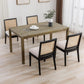 Rattan Dining Chairs Set Of Six Two Tone Black Cream Finish