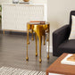 Gold Anodized Aluminum Tempered Glass Table 16x16x25