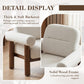 Beige Boucle Upholstered Barrel Chair With SolidWood