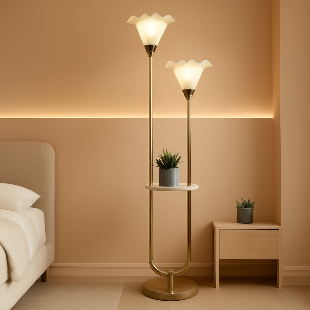 Dimmable Contemporary Gold Flower Floor Lamp 63Inch