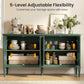 Forest Green Buffet Cabinet With Adjustable Shelves