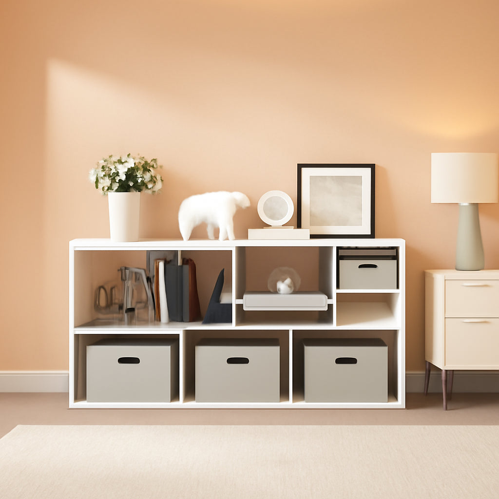 7 Cube Storage Book case With Reversible Shelves Bright White