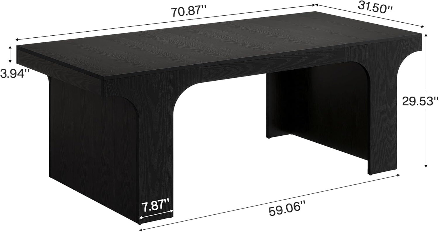 70 Inch Black Contoured Executive Desk Home Office Pro-1