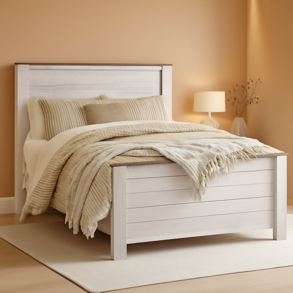 Signature Design Willowton Queen Panel Bed White wash