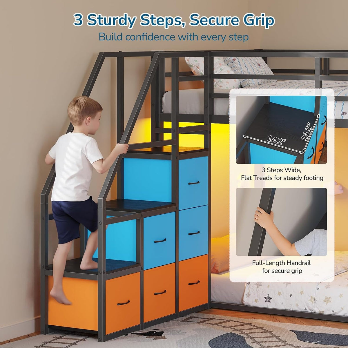 Twin Bunk Bed With Integrated Full Length Storage Drawers Black