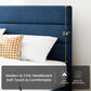 Full Platform Bed Frame Blue Upholstered Headboard