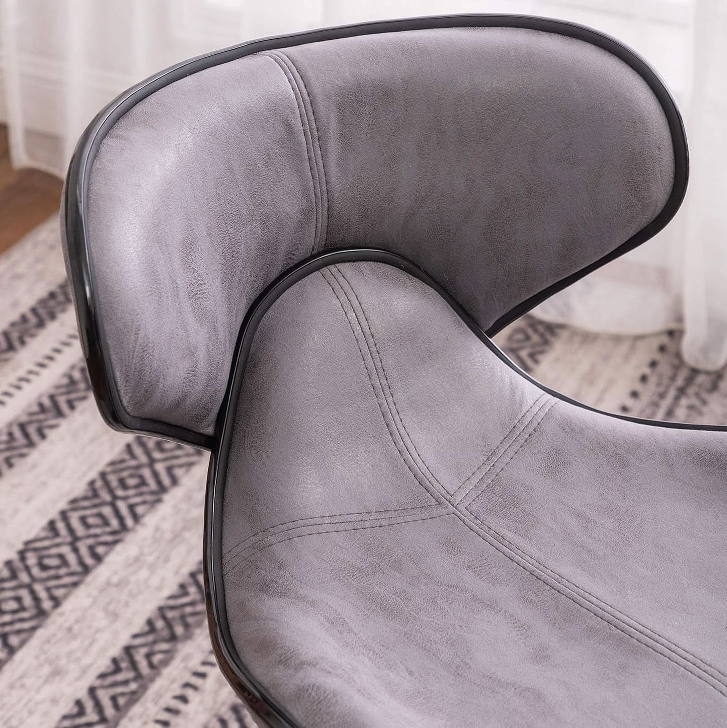 Weathered Gray Upholstery Adjustable Swivel Barstools Set