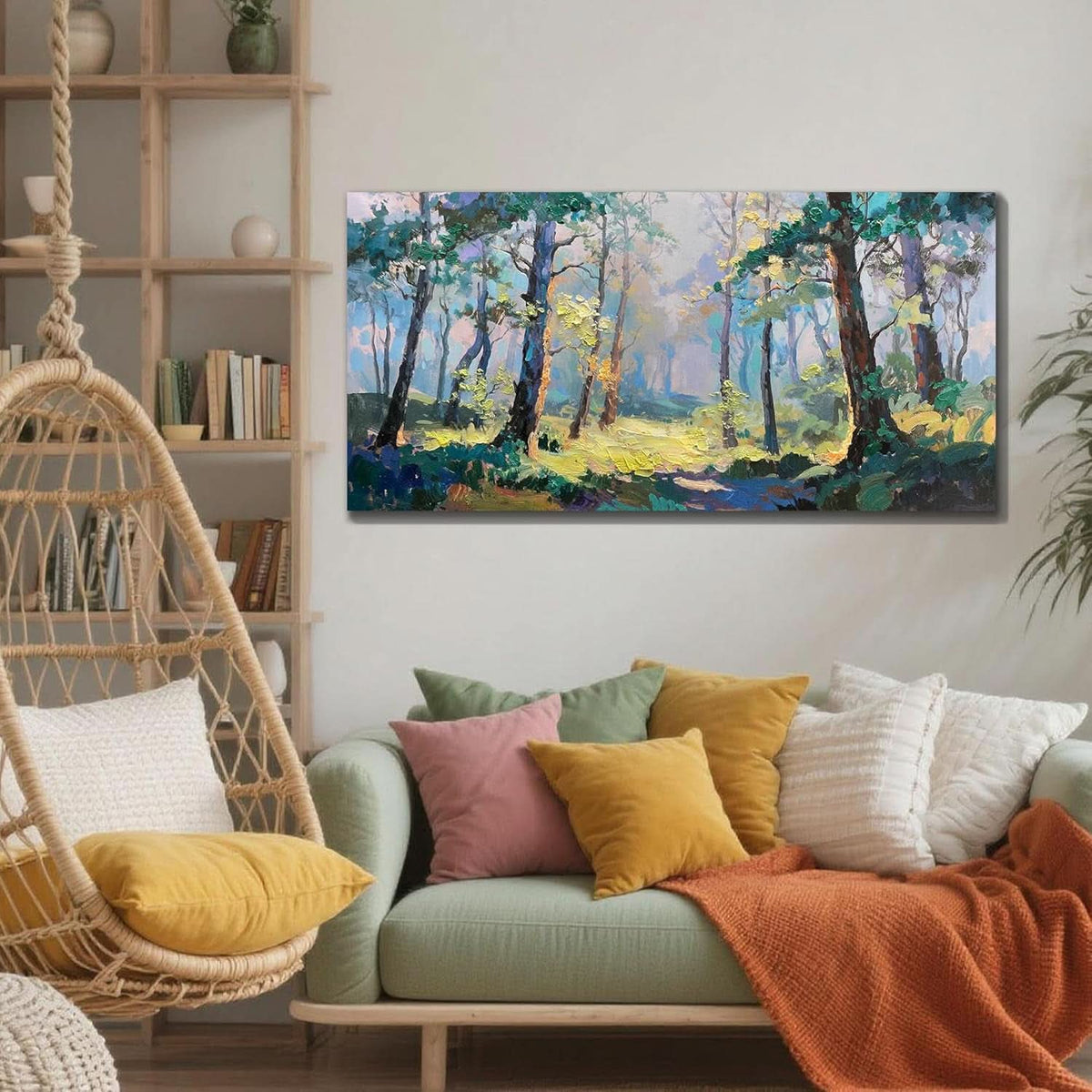 Forest Landscape Wall Art 48x24 Inches Canvas Painting