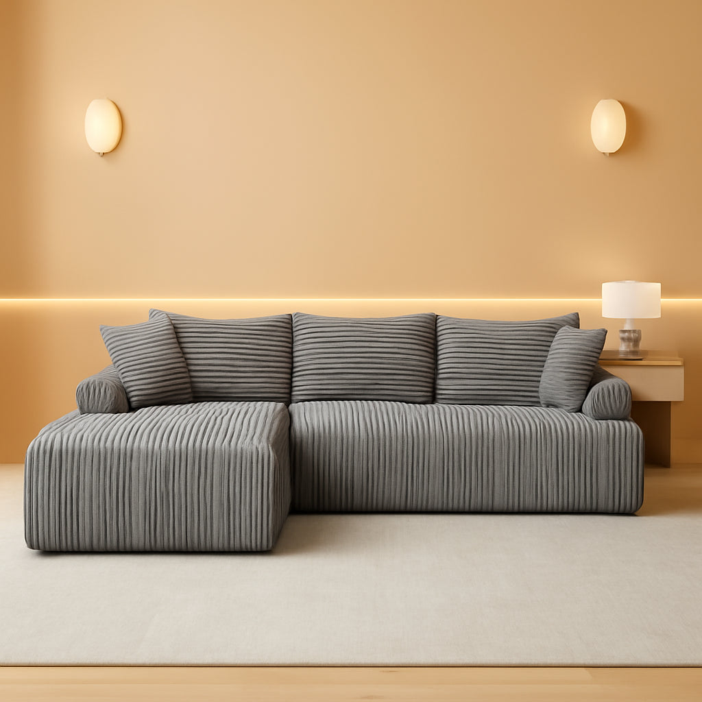 Grey Modular Cloud Sectional Sofa Detachable Pillows
