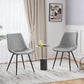 Dining Chairs Set Of 2 Grey Faux Leather With Metal Legs