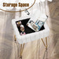 White Faux-Fur Vanity Stool With Premium-Grade Stowable-Storage