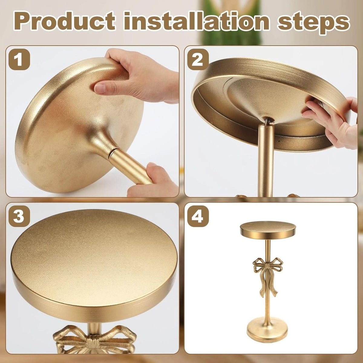 Radiant Gold Martini Cocktail Table 9x19 Inches Bow Pedestal