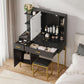Black Vanity Desk With Multifunctional LED Lighting
