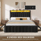 Queen Velvet Upholstered Platform Bed With Drawers