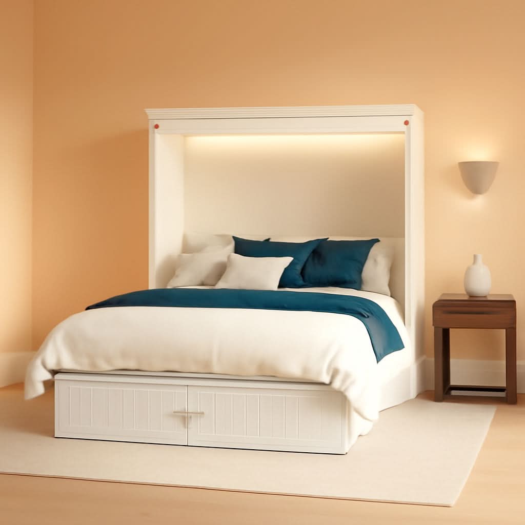 Queen Murphy Bed Chest With BuiltIn USB Charger White