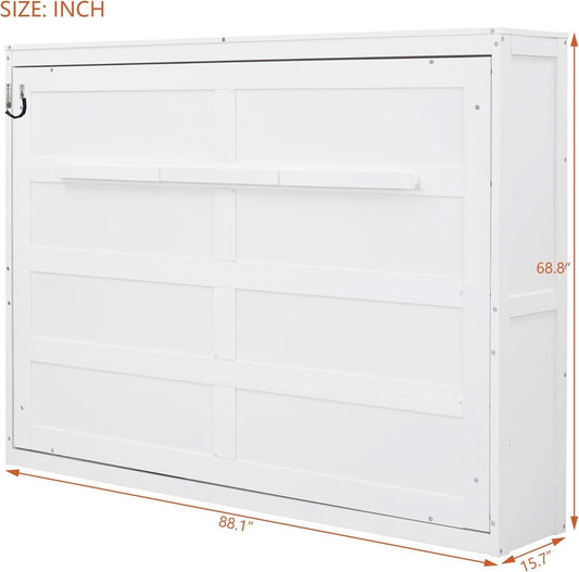 Bright White Solid Walnut Murphy Bed Cabinetry Plus