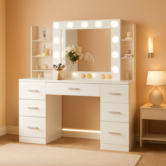 Executive Vanity Desk With Mirror RGB Illumination