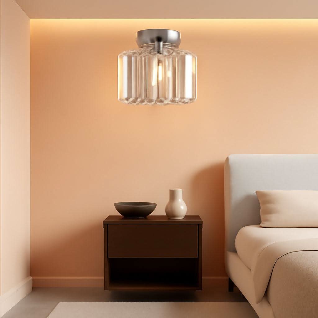 Semi Flush Crystal Chandelier Silver Ceiling Light