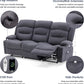 Oversized Heated Massage Recliner Sofa Slate Fabric