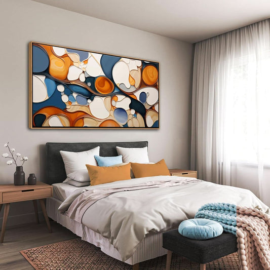 Over sized Colorful Abstract Framed Canvas Wall Art