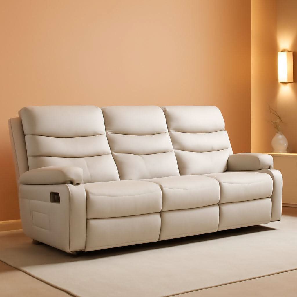 3 Seater Recliner Sofa Beige Living Room Set Collection